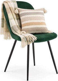 Ciemnozielone krzesło metalowe welurowe H3-Z39