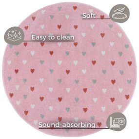 Różowy dywan dziecięcy ø 140 cm Little Hearts – Hanse Home