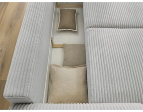 Jasnoszara sztruksowa rozkładana sofa 257 cm Lucien – Bobochic Paris
