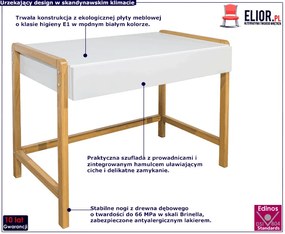 Białe biurko scandi dla dzieci i młodzieży C7-H53