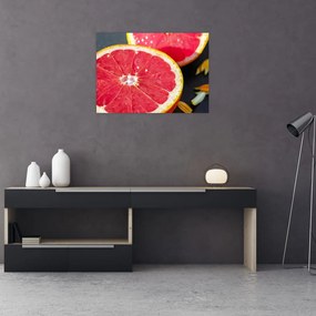 Obraz na szkle pokrojonych grejpfrutów (70x50 cm)