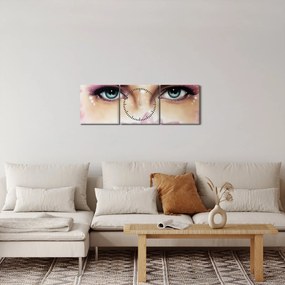 Obraz - Urocze oczy (z zegarem) (90x30 cm)
