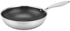 Kitchisimo Patelnia wok ze stali nierdzewnej zpowłoką nieprzywierającą Chef 28 cm