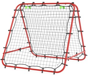 HOMCOM Bramka Piłkarska, Regulowana, Składana, Metalowy Stelaż, 100 x 95 cm, Czerwona