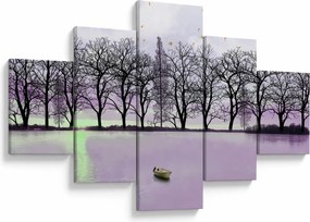 Obraz - Łodka na jeziorze (125x70 cm)