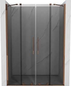Mexen Velar Duo drzwi prysznicowe rozsuwane 150 cm, grafit, różowe złoto - 871-150-000-42-60