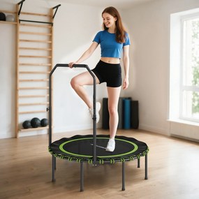 SPORTNOW Trampolina fitness z regulowanym uchwytem, Trampolina sportowa do użytku wewnątrz i na zewnątrz, Stal, Tworzywo sztuczne, Zielony