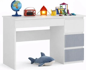 Prawostronne biurko młodzieżowe nowoczesne biały + niebieski A2-D85