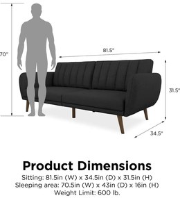 Ciemnoszara rozkładana sofa Novogratz Brittany