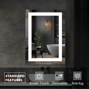IREDA Lustro łazienkowe z oświetleniem LED, 80 x 60 cm
