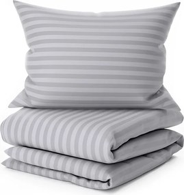 PrzytulneMieszkanie.pl PrzytulneMieszkanie.pl Hotelowa pościel z mikrofibry JASMINE jasnoszary - pasek 2 cm Rozmiar pościeli: 70 x 90 cm | 140 x 200 cm