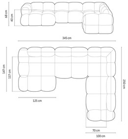 Beżowy narożnik (prawostronny/w kształcie litery U) Loretto – Cosmopolitan Design