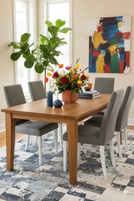 Drewniane krzesło tapicerowane szary + biały F2-A38