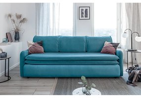 Turkusowa aksamitna rozkładana sofa Miuform Tender Eddie