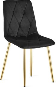 Czarne pikowane krzesło metalowe glamour K9-F50