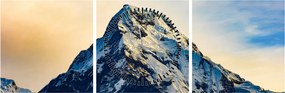 Obraz ośnieżonych gór, Nepal (z zegarem) (90x30 cm)