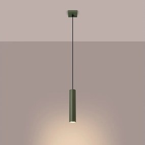 Lampa wisząca loft Toris, stal - 1 źródło światła 3000K - L.8 x H.118 cm - zielony oliwkowy