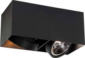 Designerski reflektor czarny prostokątny AR111 2-światła - Box
