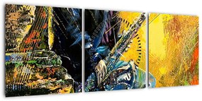 Obraz saksofonisty (z zegarem) (90x30 cm)