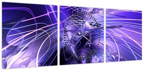 Obraz abstrakcji technicznej (z zegarem) (90x30 cm)