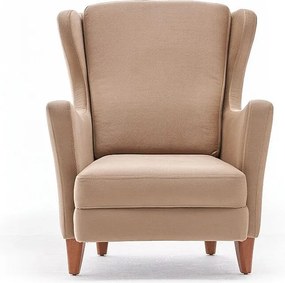 Elegancki fotel – 77 cm szer. x 98 cm wys. x 80 cm gł. – kremowy – 100% aksamit poliestrowy