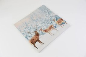 Obraz na ścianę "Jelenie w lesie", LED z timerem, 40 x 40 cm