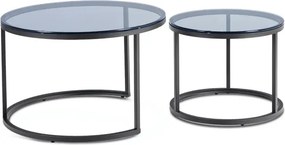 Zestaw Stolików Kawowych CARRERA MAX 60 cm/70 cm Szary/Czarny Nowoczesny