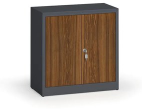 Szafy spawane z laminowanymi drzwiami, 800 x 800 x 400 mm, RAL 7016/orzech