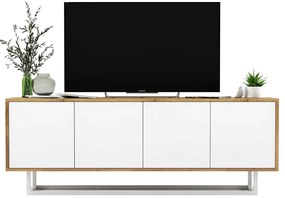 Loftowa szafka rtv dąb wotan + biały H6-K85