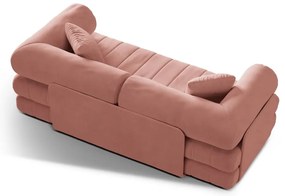 Różowa aksamitna rozkładana sofa 206 cm Kemi – Cosmopolitan Design