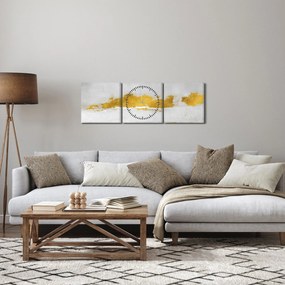 Obraz - Złote i szare pociągnięcia (z zegarem) (90x30 cm)