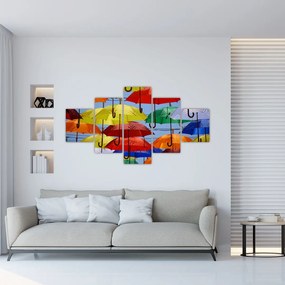Obraz kolorowych parasoli (125x70 cm)