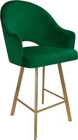 Hoker Velvet krzesło barowe tkanina Welur podstawa metalowa : Kolor nogi - Złota profil, Kolor tkaniny - VELVET - MG25, Typ siedziska - Siedzisko stałe