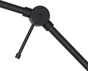 Regulowana czarna lampa podłogowa z beżowym abażurem z tkaniny typu teddy 50 cm - Editor