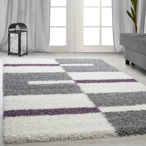 Dywan shaggy Gala szaro-kremowo-fioletowy 140 cm x 200 cm