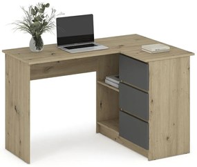 Biurko nowoczesne narożne dąb artisan + grafit N2-H68