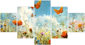 Obraz - Motyle na letniej łące (125x70 cm)