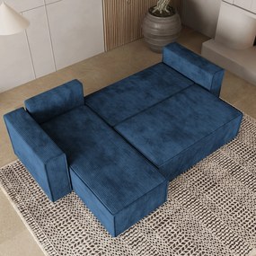 Masseno Narożnik RAVELO z funkcją spania i pojemnikiem na pościel Narozniki L, Rozkładana sofa - Niebieski, POSO 05