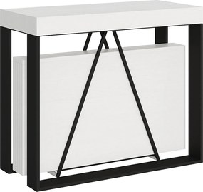 Konsola rozkładana 90x40/196 cm Sketa Small frassino biała rama w kolorze antracytu