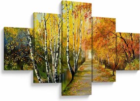 Obraz - Romantyczna aleja wzdłuż wody, obraz olejny (125x70 cm)