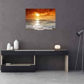 Obraz na szkle zachód słońca na Korsyce (70x50 cm)
