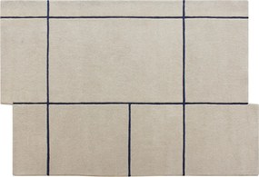 Dywan tuftowany asymetryczny 100% wełna - 160 x 230 cm - Beżowy i ciemnogranatowy - 2200g/m² - ORANY