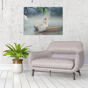 Obraz - Kobieta na łodzi (70x50 cm)