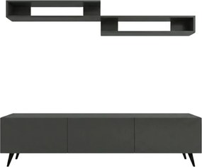 Szafka RTV MIYA 150 cm z półką ścienną, antracytowy