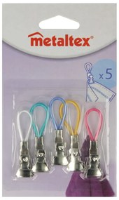 Zestaw 5 kolorowych wielofunkcyjnych klipsów do ręczników/ścierek kuchennych Metaltex