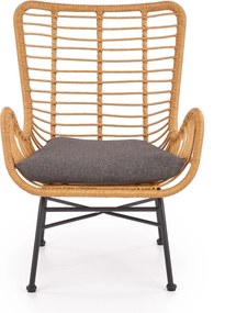 Krzesło rattanowe z poduszką i podłokietnikami Ikaro