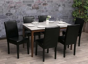 Zestaw 6 krzeseł do jadalni Littau ze sztucznej skóry,  imitacja skóry, czarny, ciemne nogi