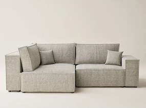 Beżowy rozkładany/ze schowkiem narożnik z tkaniny szenilowej (lewostronny/w kształcie litery L) Tonga – Maison de Rêve