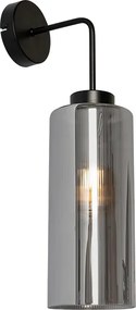 Lampa ścienna w stylu art deco czarna z przydymionym szkłem - Laura