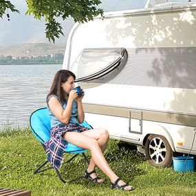 Outsunny Krzesło Składane Kempingowe Ogrodowe Metal Tkanina Oxford Niebieskie 80x80x75cm | Aosom PL